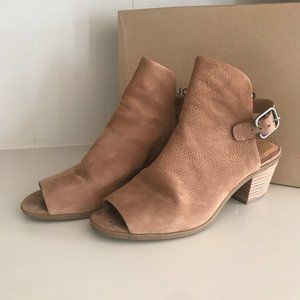 Lucky Brand Bray Slingback Peep Toe Leather Booties 8.5M